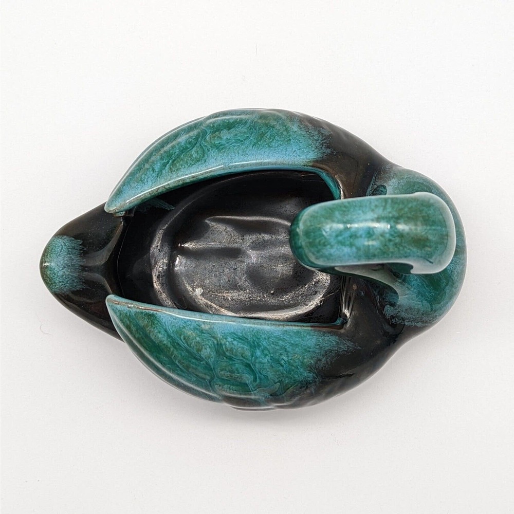 Blue Mountain Pottery Swan Planter Drip Glaze Blue Green Black Redware Vintage - Picture 6 of 12